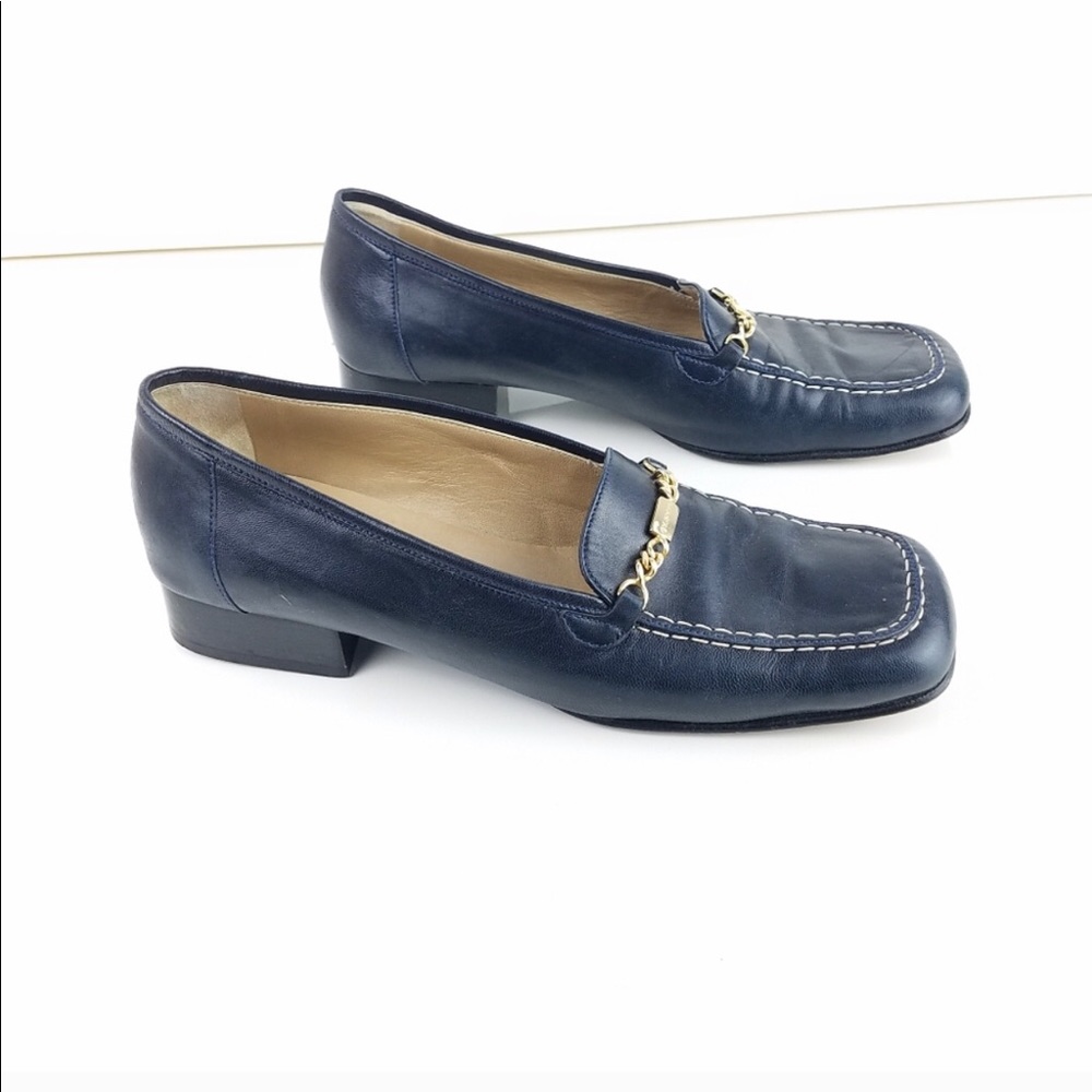 St John's Sports Navy leather square toe loafers